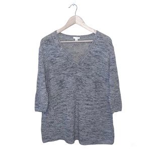 J. Jill Pure Jill Marled Gray Knit Pullover Sweater Size L